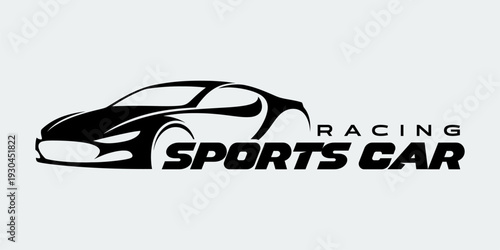 black racing Sports Car Vector Illustration.