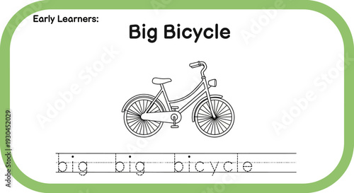 Big Bicycle Tracing Worksheet for Early Learners