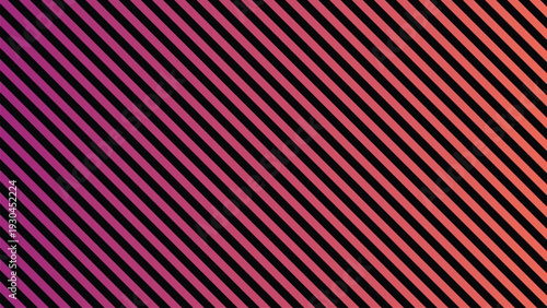 Striking gradient diagonal stripes transition smoothly from vibrant pink to warm orange on a dark canvas