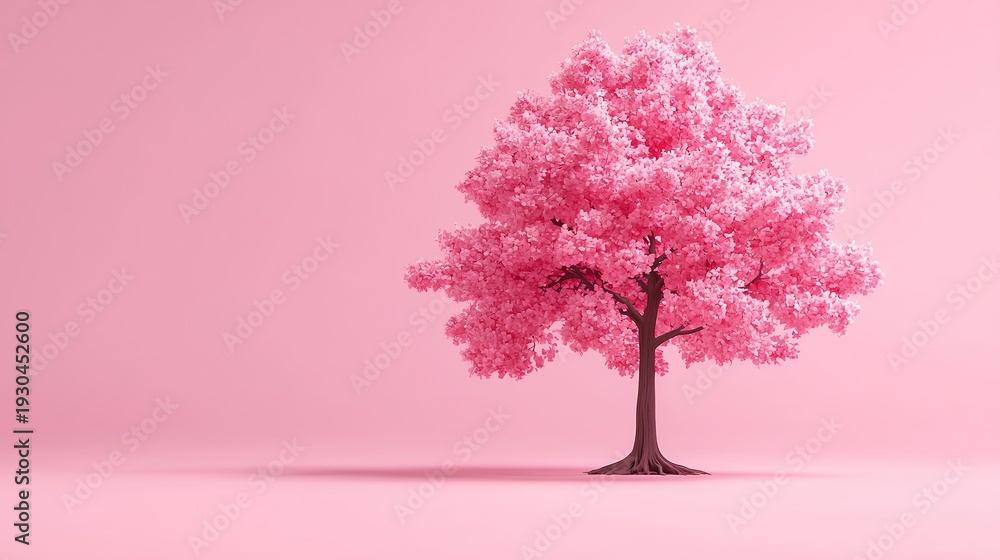 Obraz premium Pink Low Poly Tree on Pastel Background