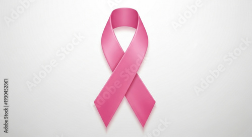 Pink breast cancer awareness ribbon symbol on gray background for support and fundraising campaigns