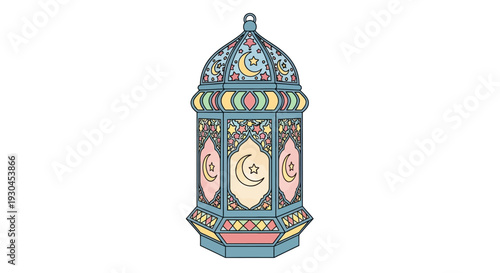 Wallpaper Mural Colorful Islamic Lantern Illustration with Ornate Details. Torontodigital.ca