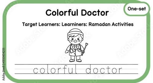 Cute Cartoon Doctor Illustration for Children's Learning Activities and Coloring Pages