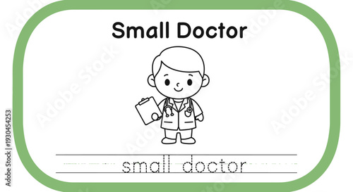 Cute Cartoon Doctor Coloring Page for Kids, Small Doctor Illustration