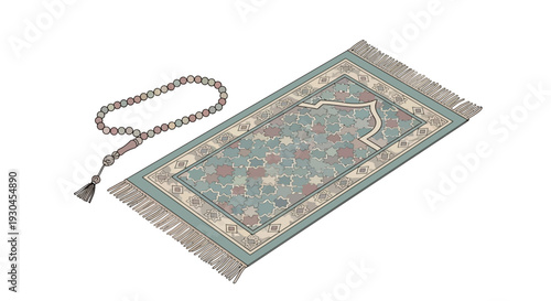 Prayer Mat with Chain Islamic Decor.