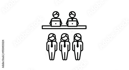 Vector graphic illustration of professionals working together at a meeting or presentation