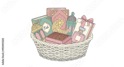 Gift Basket with Various Colorful Presents.