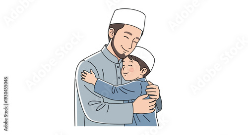 Father and Son Hugging with Love.