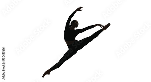 Silhouette of a graceful dancer performing a dynamic ballet routine with elegant poses