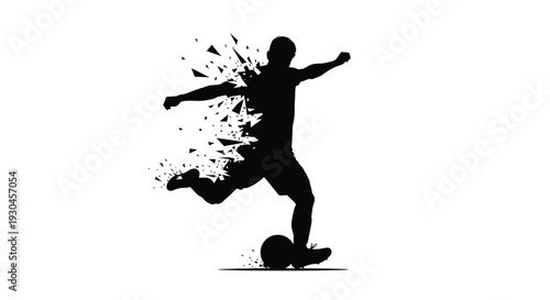 Soccer player kicking ball with dynamic motion in vector illustration design on white background