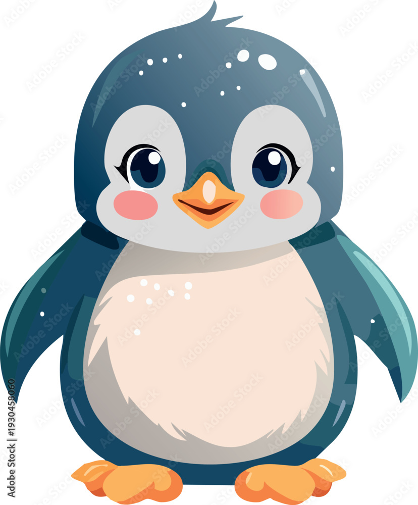 Fototapeta premium Sweet baby penguin illustration in pastel tones with soft watercolor texture. Perfect for nursery posters, baby clothing, and children’s decor.