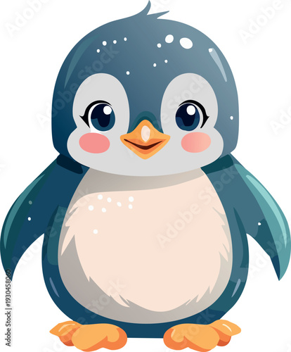Sweet baby penguin illustration in pastel tones with soft watercolor texture. Perfect for nursery posters, baby clothing, and children’s decor.