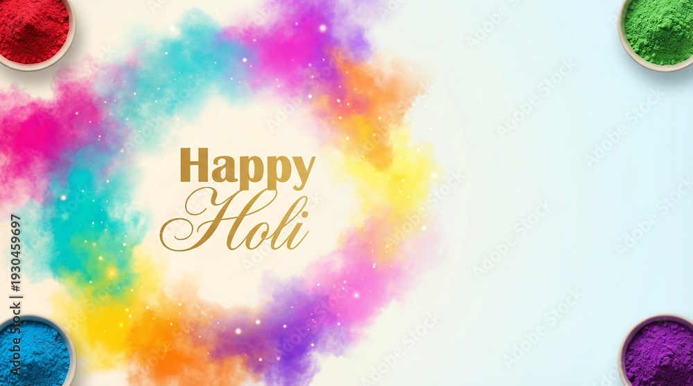 Naklejka premium Vibrant Holi celebration with colorful powder and festive atmosphere