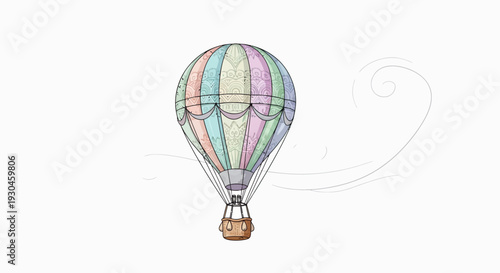 Colorful Hand Drawn Hot Air Balloon.