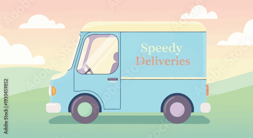 Blue Delivery Truck with Speedy Text.