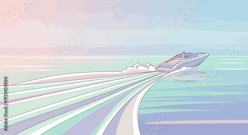 Futuristic Ship Sailing Through Calm Waters.