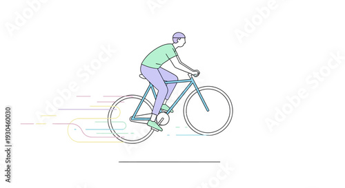 Man Riding Bicycle Illustration Simple Design.