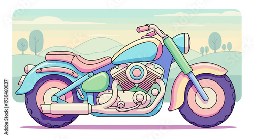 Vintage Motorcycle Side View Illustration.
