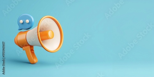 3D megaphone with message bubble icon,vector illustration,logo design,copy space,clipart,PNG.