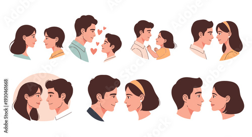 Romantic Couples Making Eye Contact with Love and Affection