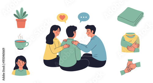 Group Therapy and Psychological Support for Mental Wellness Concept