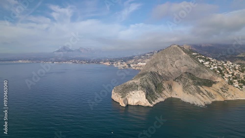 Scenic aerial view of albir bay with serra gelada