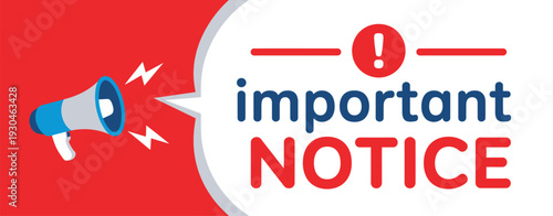 Important Notice Vector Illustration, Attention Sign Banner, Caution Alert Label, Warning Information Graphic Template