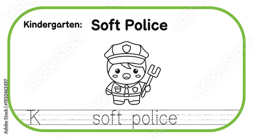 Cute Kindergarten Soft Police Coloring Page for Kids