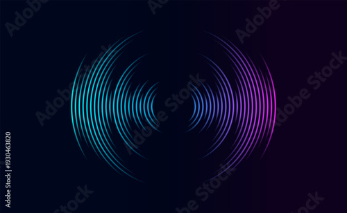 Radial sound wave equalizer. Colored sound wave rings. Presets for creative use.