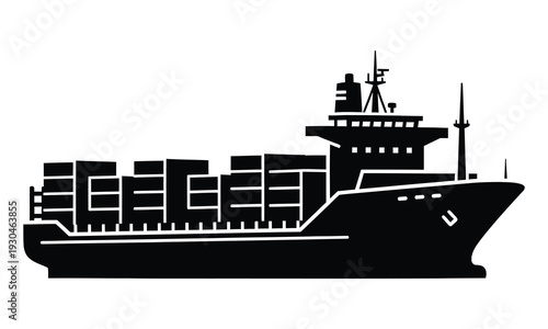 Silhouette of a cargo container ship cargo ship vessel