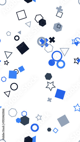 pattern geometric Seamless Pattern of Geometric Shapes and Icons in Blue and Gray on White Background Vector Illustration