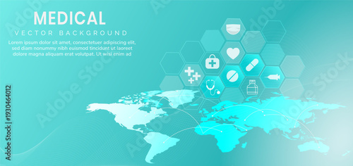 medical vector background, global healthcare network, world map medical concept, healthcare technology design, telemedicine background, medical innovation banner, digital health illustration, hospital