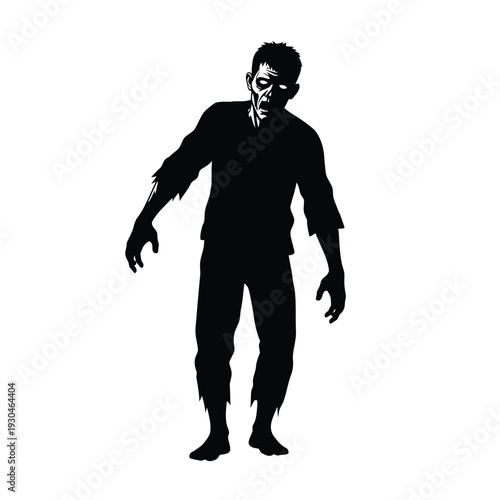 Silhouette of a walking zombie monster undead