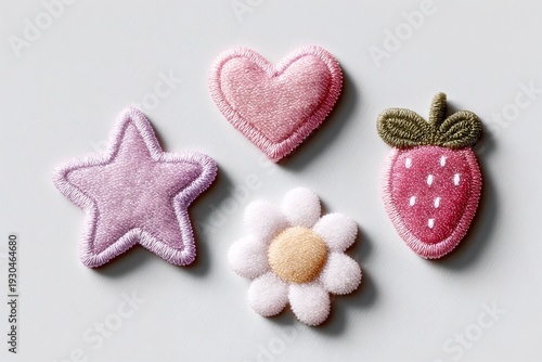 Embroidered patches heart star flower strawberry