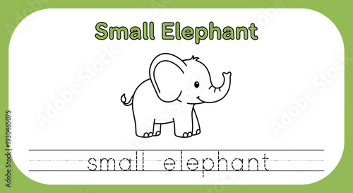 Cute Small Elephant Drawing for Kids Learning Alphabet and Animals