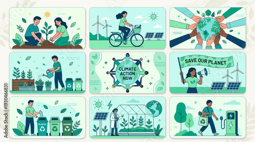 Climate Action Banners Sustainable Living and Environmental Awareness.