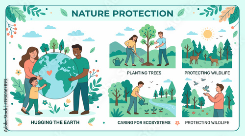 Nature Protection People Caring for the Environment and Wildlife.