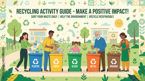 Recycling Activity Guide People Sorting Waste for a Positive Impact.