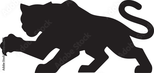A sleek black panther with glowing purple and pink eyes in mid-stride Vector, illustration