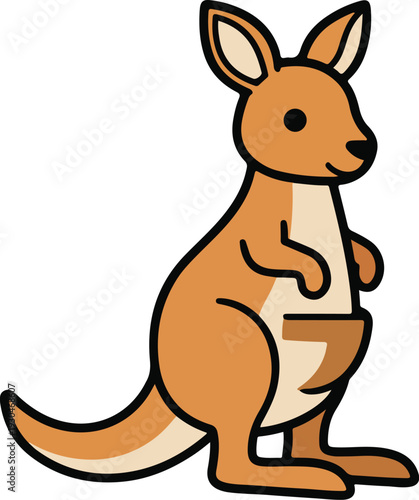 A cute cartoon kangaroo holding its joey in its pouch Vector, illustration