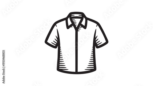 Simple vector graphic illustration of a short sleeve collared shirt for fashion and apparel design concepts