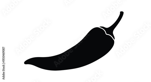 A striking black silhouette of a single chili pepper