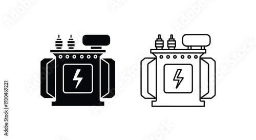Two electric stoves depicted with bold line art a striking silhouette