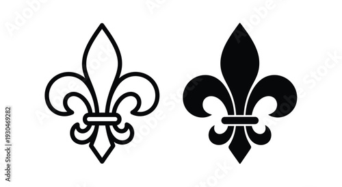 Two fleur de lis symbols presented in a striking black silhouette
