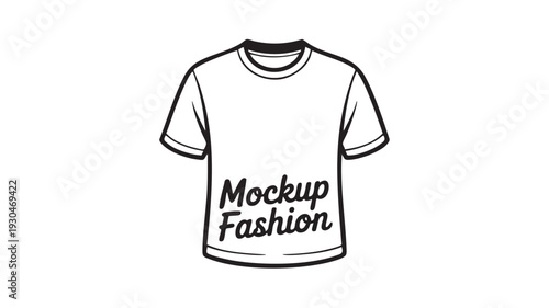 Vector graphic illustration of a t-shirt mockup with mockup fashion text on the front for design and fashion purposes
