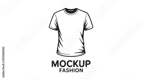 Blank black and white vector graphic illustration of a classic short sleeve crew neck t-shirt suitable for apparel branding or clothing line presentation needs