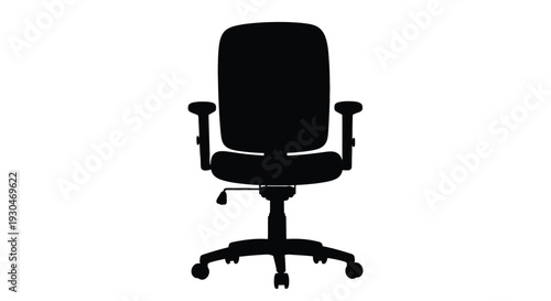 Black office chair isolated on white a stark silhouette