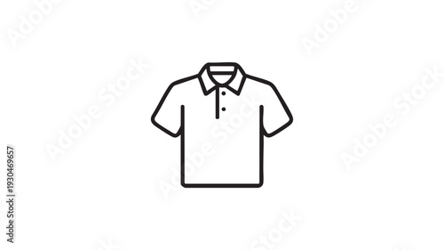 Simple vector illustration of a classic white polo shirt with a collar and three buttons in a minimalist graphic design style