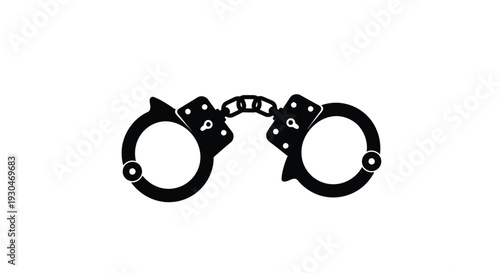 Black handcuffs depicted in a striking minimalist silhouette