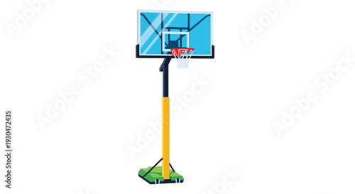 Illustration of a basketball hoop and backboard on a portable stand